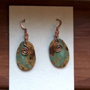Turquoise and Copper Earrings Navajo